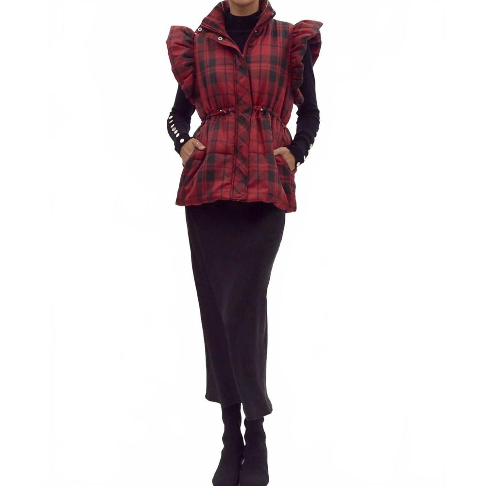Entro Red and Black Plaid Vest - Picture 7 of 7